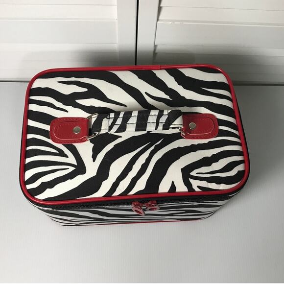 Zebra Print Travel Cosmetic Makeup Case - Picture 2 of 9